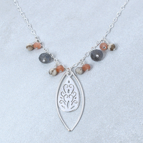 Sterling Silver Labradorite and Moonstone Necklace