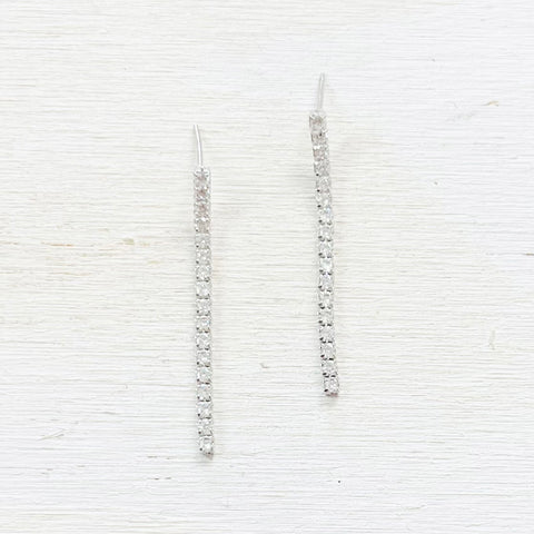 Sterling Silver CZ Drop Earrings