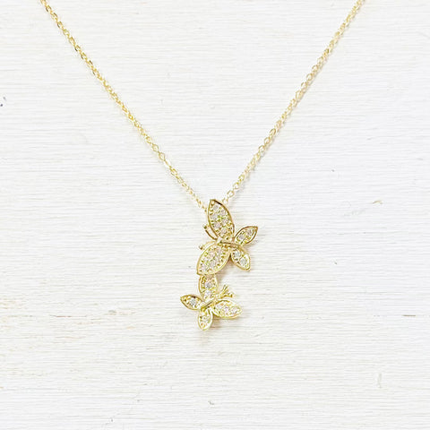 Fashion Gold Tone Butterfly Necklace
