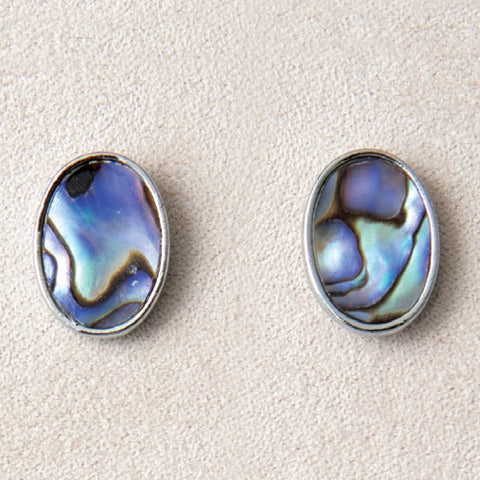 Wild Pearle Abalone Framed Oval Stud Earrings