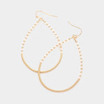 Fashion Gold Tone and White Crystal Teardrop Earrings