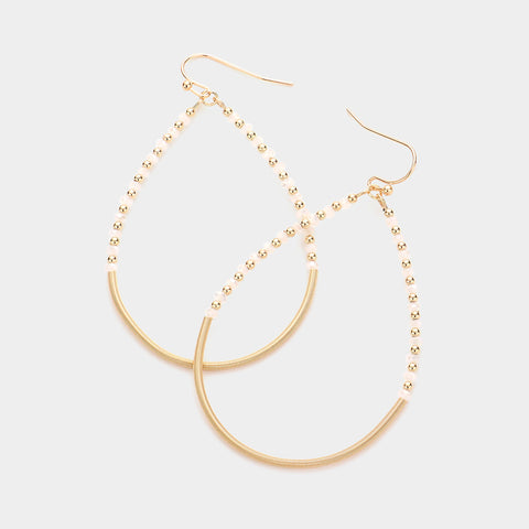 Fashion Gold Tone and White Crystal Teardrop Earrings