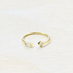 Sterling Silver Gold Plated CZ Open Ring