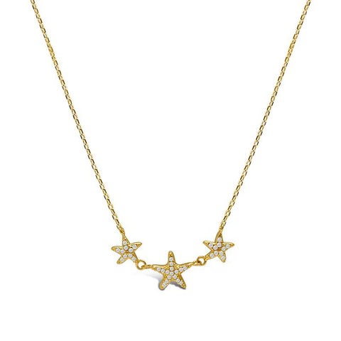 Pavé Gold Dancing Starfish Necklace