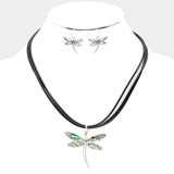 Fashion Abalone Dragonfly Cord Necklace Set