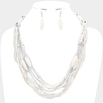 Fashion Ivory Beaded Multi Layered Necklace Set