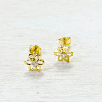 Sterling Silver Gold Plated CZ Flower Studs