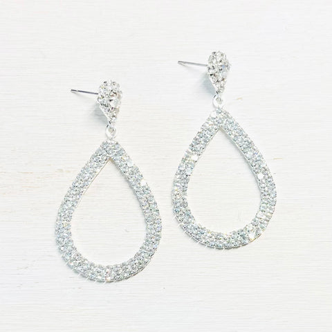 Fashion Silver Tone Open Teardrop Earrings