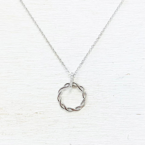 Sterling Silver Twisted Circle Necklace
