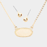 Fashion Gold Tone Ivory Druzy Necklace Set