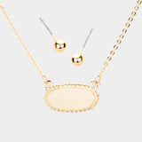 Fashion Gold Tone Ivory Druzy Necklace Set