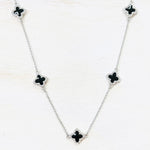 Fashion Silver and Black Station Long Necklace