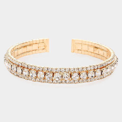 Fashion Gold Tone Rhinestone Cuff