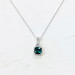 Sterling Silver CZ Green Stone Necklace