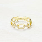 Sterling Silver Gold Plated CZ Chain Link Ring