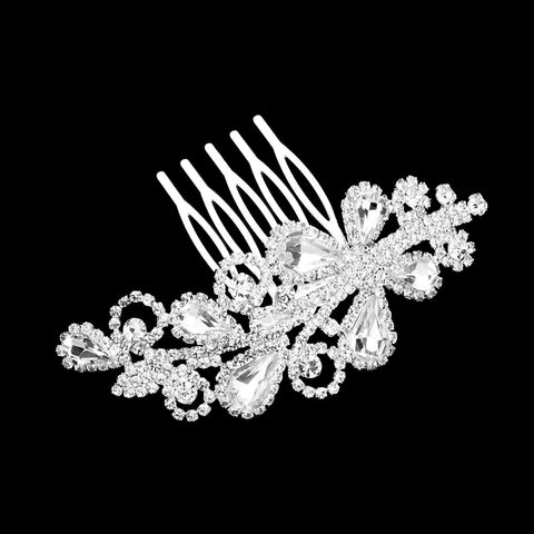 Silver Tone Rhinestone Bridal Hair Comb