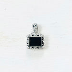 Sterling Silver Estate Black Stone Pendant