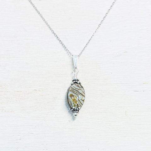 Sterling Silver Oval Abalone Necklace