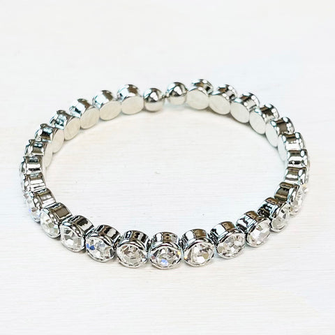 Fashion Silver Tone Rhinestone Flexible Bangle