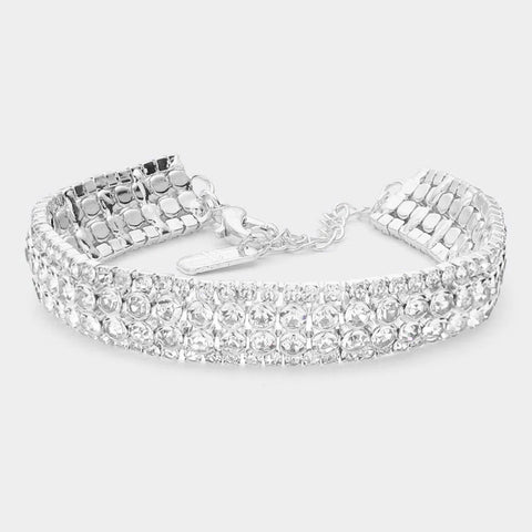 Fashion Silver Tone Rhinestone Bracelet
