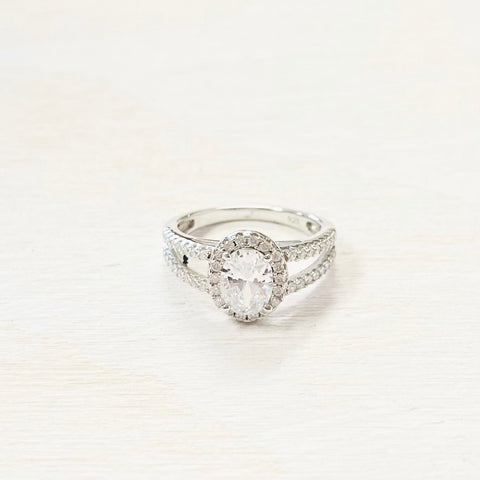 Sterling Silver Oval CZ Ring