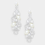 Fashion Silver Tone Rhinestone and Pearl Earrings