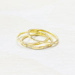Sterling Silver Gold Plated CZ 3 Ring Stack