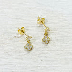 Sterling Silver Gold Plated CZ Dangle Earrings