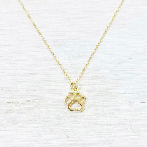 Sterling Silver Gold Plated Paw Necklace