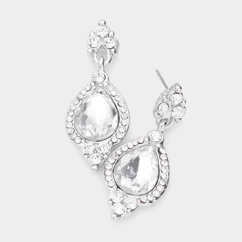 Fashion Rhinestone Teardrop Dangle Earrings