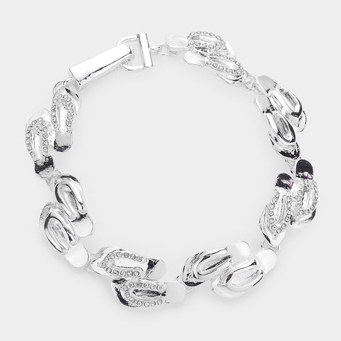 Fashion Rhinestone Flip Flop Magnetic Bracelet