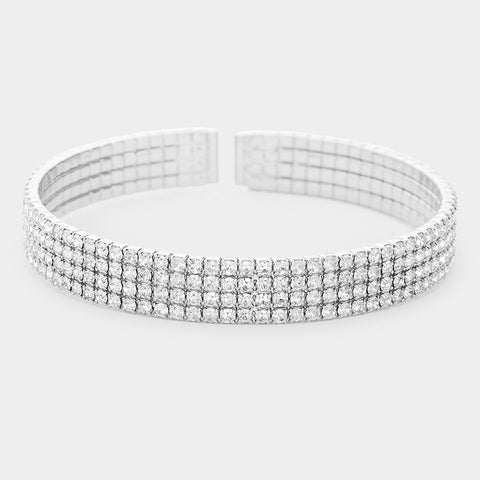 Fashion 4 Row Rhinestone Cuff