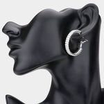 Fashion Silver Tone Rhinestone Hoops