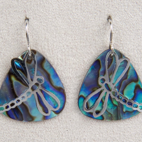 Wild Pearle Abalone Dragonfly Summer Earrings