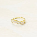 Sterling Silver Gold Plated CZ Wavy Ring
