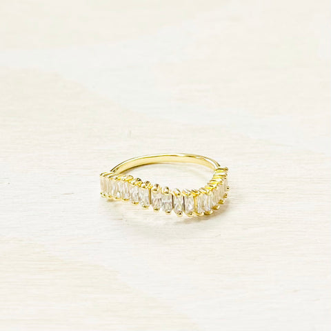 Sterling Silver Gold Plated CZ Wavy Ring