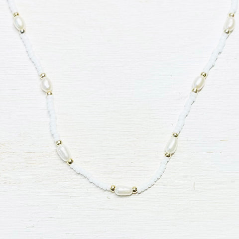 Fashion White Beaded Pearl Necklace