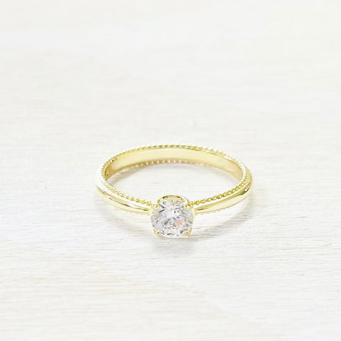 Sterling Silver Gold Plated CZ Ring
