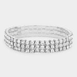 Fashion 3 Row Rhinestone Stretch Bracelet