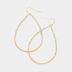 Fashion Gold Tone and Green Crystal Teardrop Earrings