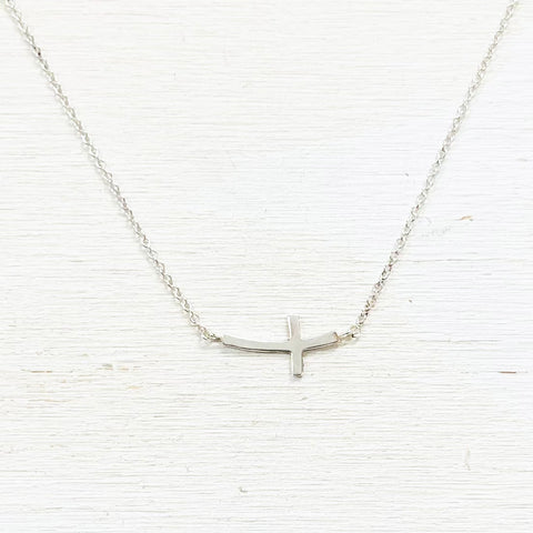Sterling Silver Sideways Cross Necklace
