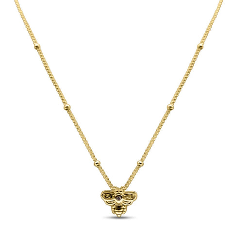 Bubbly Bumble Bee Necklace- Gold