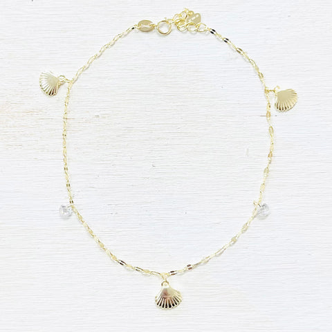 Sterling Silver Gold Plated Sea Shell Anklet