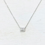 Sterling Silver CZ Emerald Cut Necklace