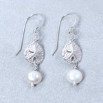 Sterling Silver Sand Dollar and Pearl Earrings