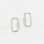Sterling Silver CZ Carabiner Earrings