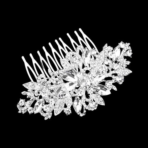 Silver Tone Rhinestone Bridal Hair Comb