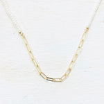 Fashion Gold Tone Paperclip Chain and Pearl Necklace