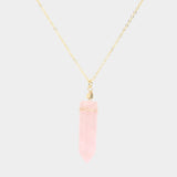 Fashion Gold Tone Pink Stone Necklace