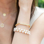 Gold Plated Pearl Stretch Bracelet